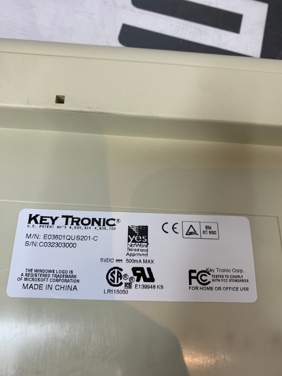 Used KEY TRONIC QUINTON E03601QUS201-C Q STRESS KEYBOARD FOR TM55 WIRED WARRANTY