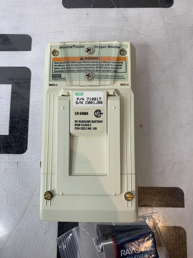 Used MSA MiniOX 3000 Oxygen Monitor W/ Cable NEW BATTERY P/N 710817 Ohio