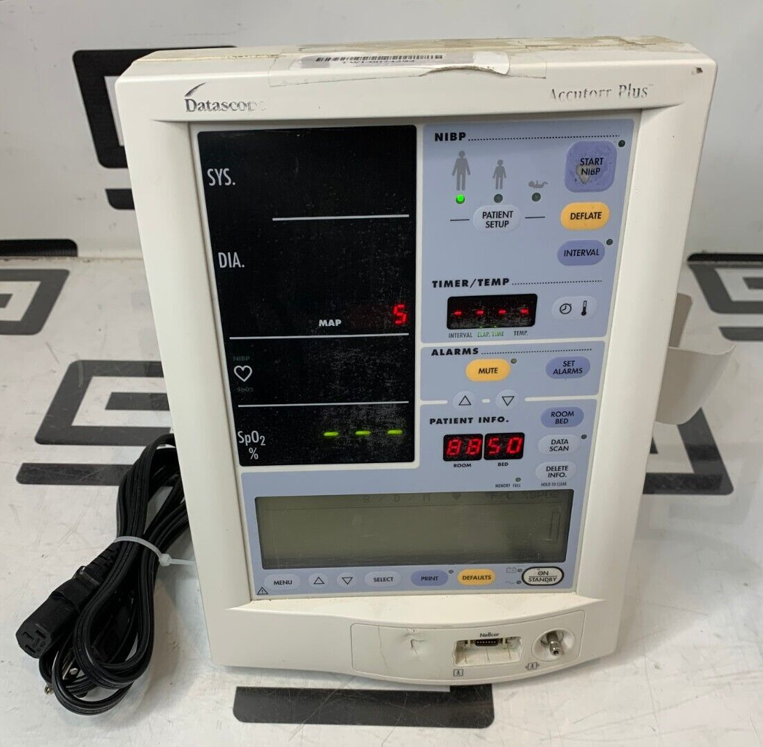 Used Mindray Datascope Accutorr Plus Patient Bedside Vitals Monitor NIBP SPO2 Battery