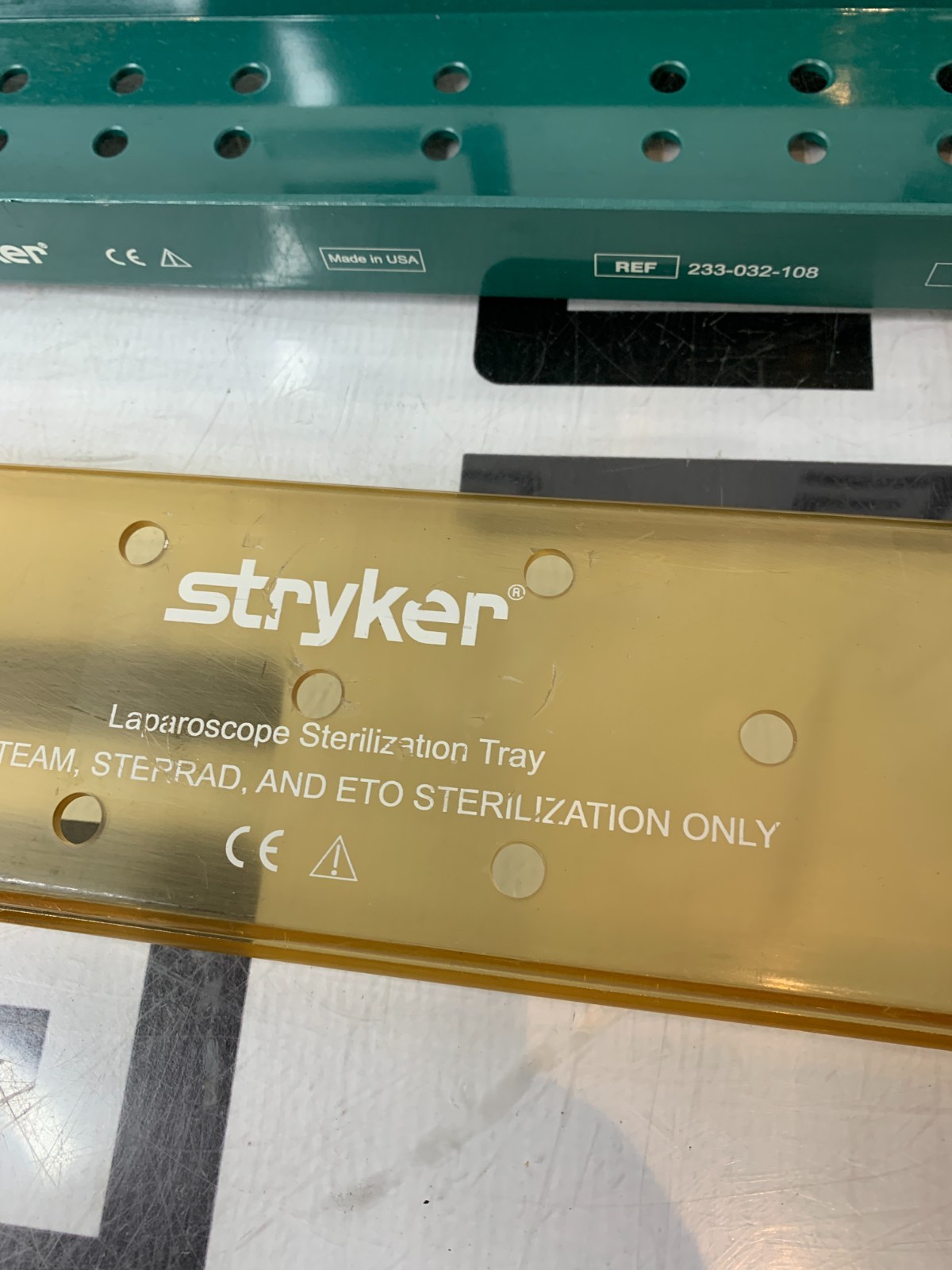 Used Stryker 233-032-108 Laparoscope Sterilization Tray 0233032108 17.5 X 3.25 X 2" B