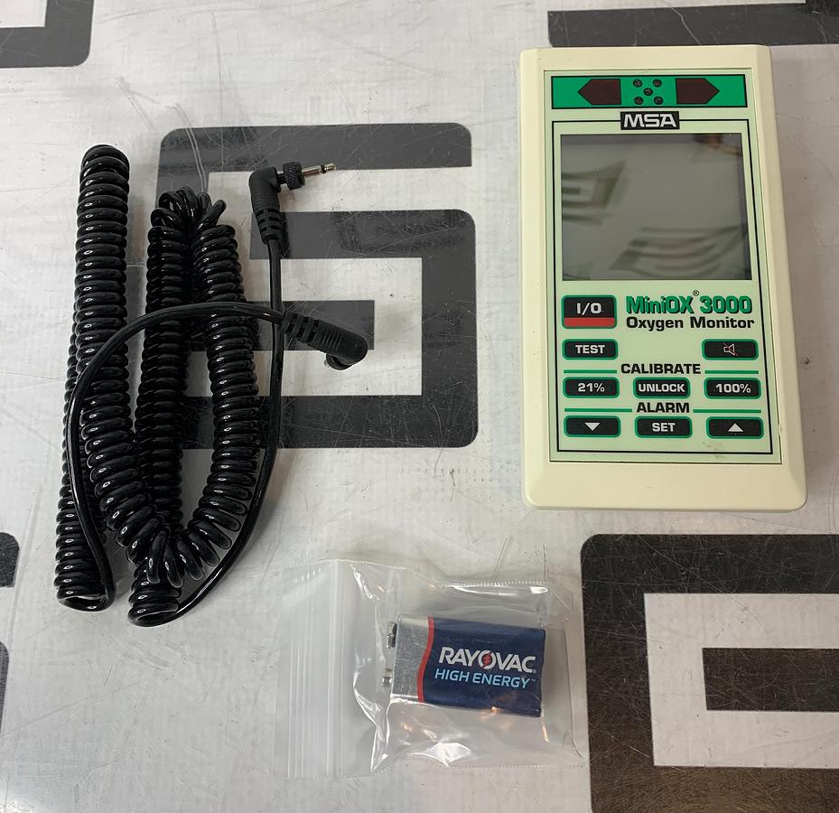 Used MSA MiniOX 3000 Oxygen Monitor W/ Cable NEW BATTERY P/N 710817 Ohio
