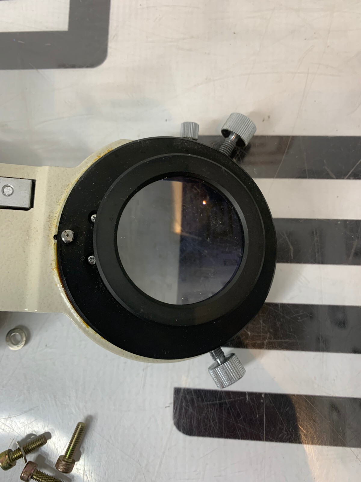 Used Nikon Diaphot TMD Inverted Microscope Condenser Holder & LENS TENSION KNOBS