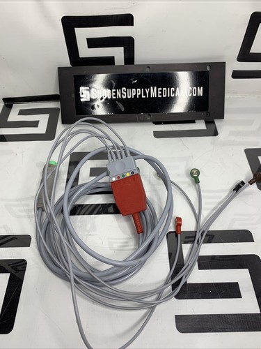 Used Datascope 0012-00-1271-02 ECG Trunk Cable & 5 Lead ECG Snap Cable