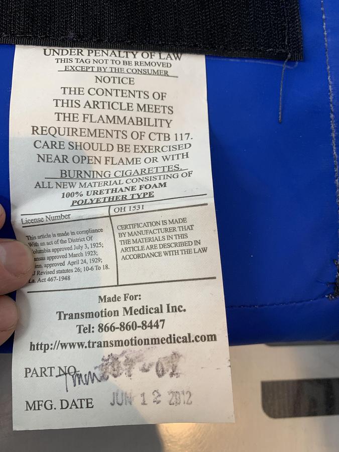 Used TransMotion TMM3B TMM016-01 Chair Cushion Multi-Purpose TMM3 Fluoro Stretcher