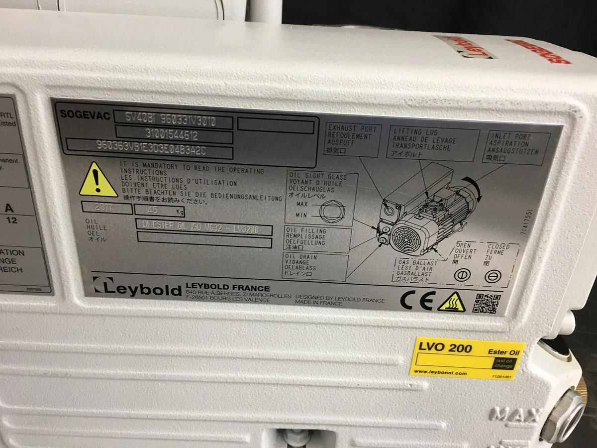 Used Leybold Sogevac SV40BI Rotary Vane Vacuum Pump SV 40/65 BIFC
