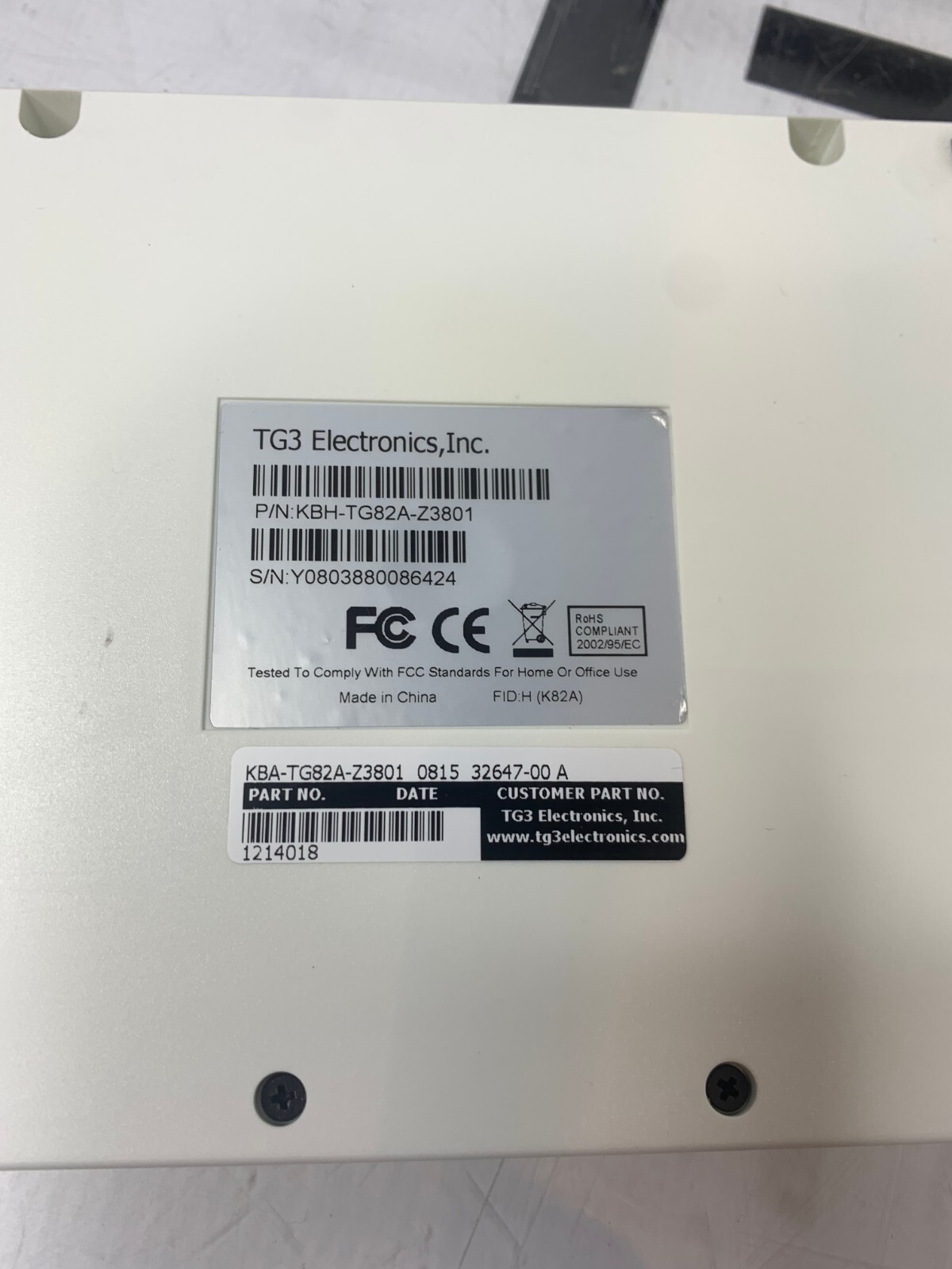 Used Zonare Z.One Scan Engine Smartcart Ultrasound System Keyboard KBH-TG82A-Z3801