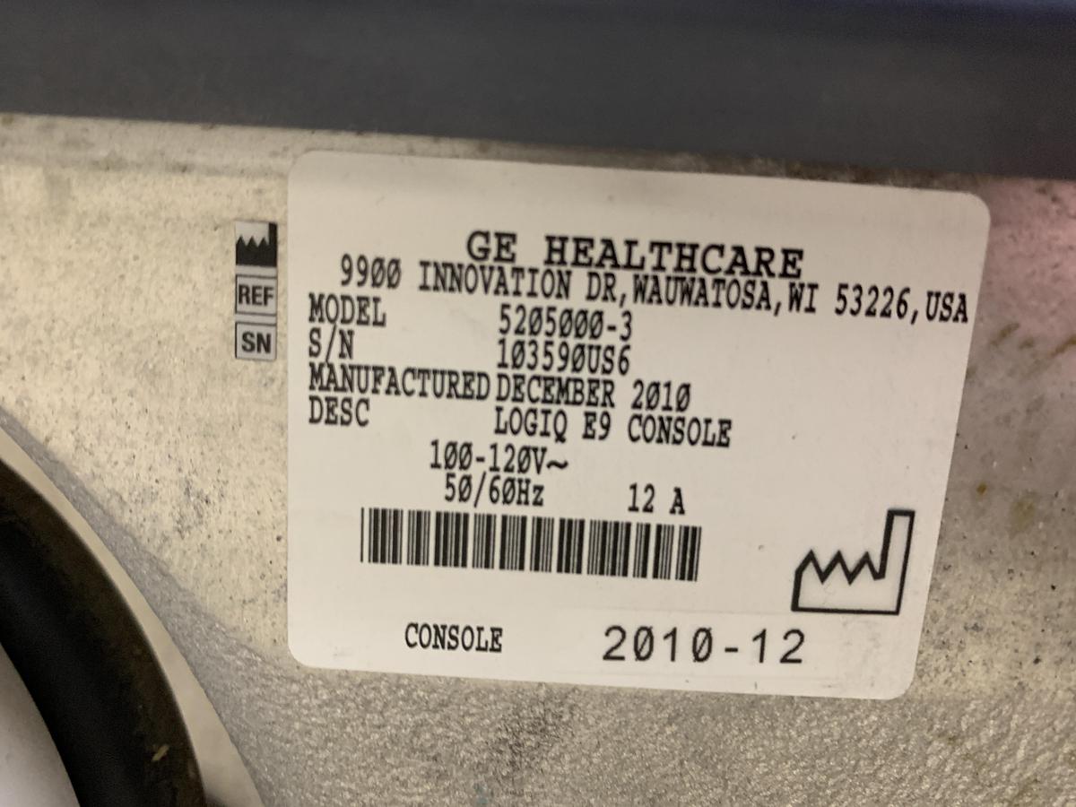 Parts/Repair GE LOGIQ E9 ULTRASOUND SYSTEM CONSOLE 5205000-3 Machine PARTS