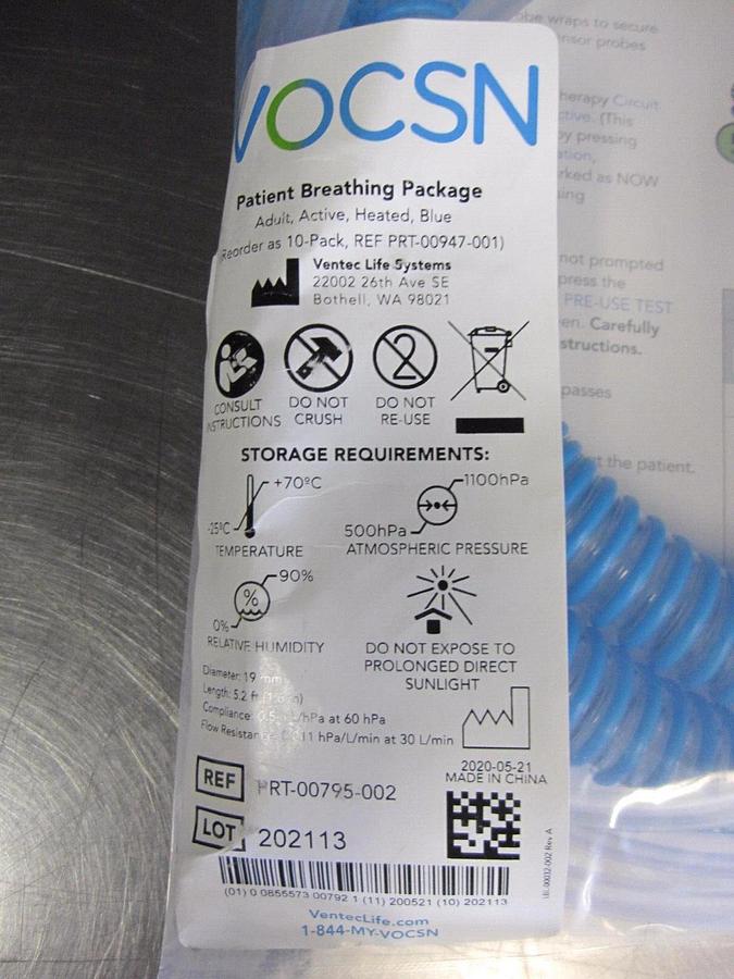 Used PRT-00795 -002 VOCSN - PATIENT BREATHING PACKAGE - NEW 10 pack
