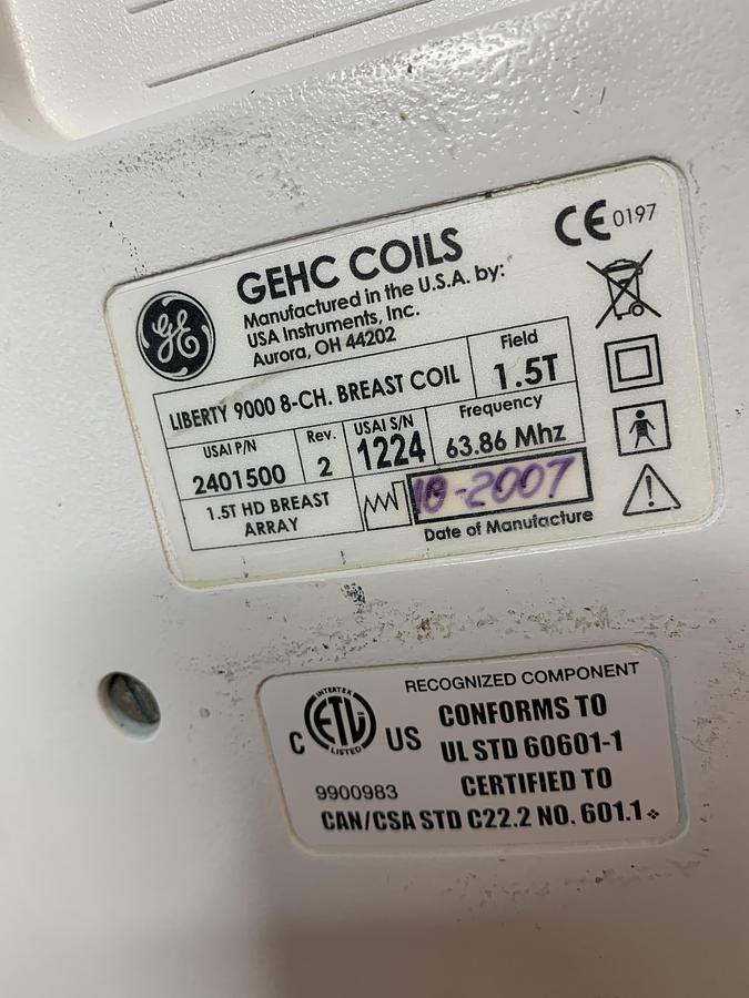 Used GE 2401500 Liberty 9000 8-CH Breast Coil 1.5T HD Array MRI Outright
