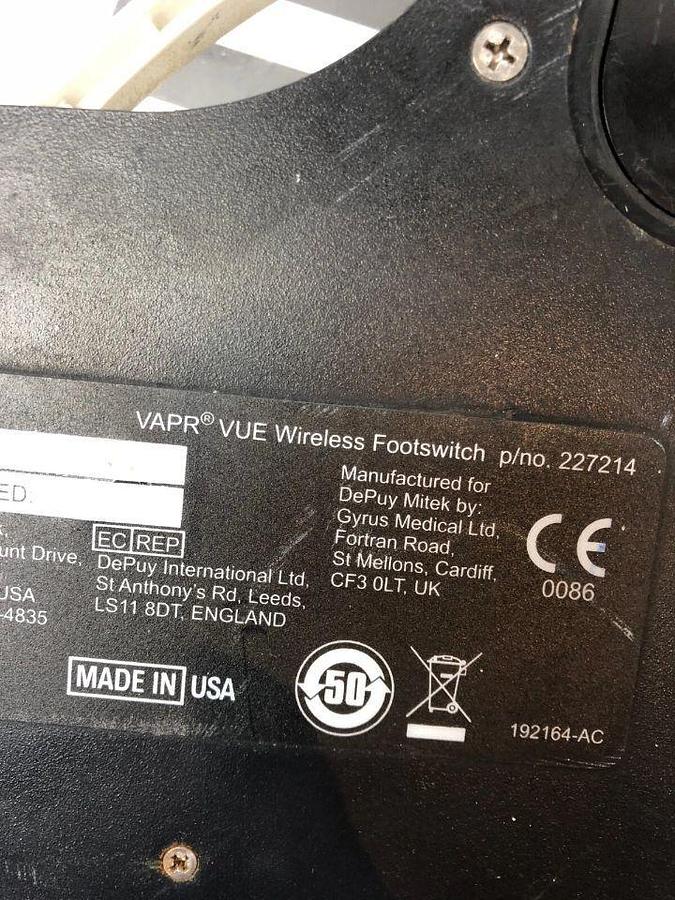 Used DEPUY MITEK DePuy 34-A Wireless Footswitch Footpedal 227214 REF 792025 Foot Pedal