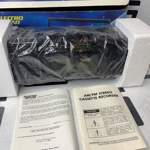 NEW Electro Brand 7403 Stereo AM FM Radio Cassette Recorder AC/DC Battery NIB