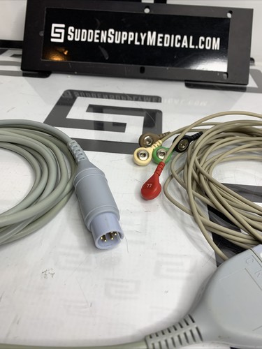 Used OEM Mindray 0012-00-1255-01 & 5 Leadwire Set Lead Snap ECG EKG Trunk 3  Cable