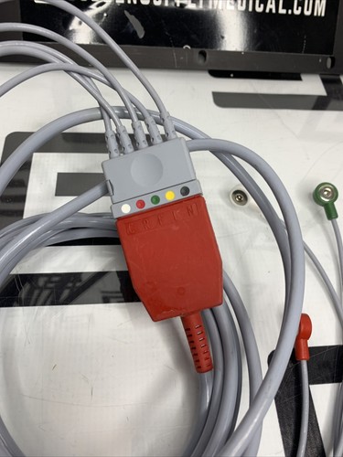 Used Datascope 0012-00-1271-02 ECG Trunk Cable & 5 Lead ECG Snap Cable