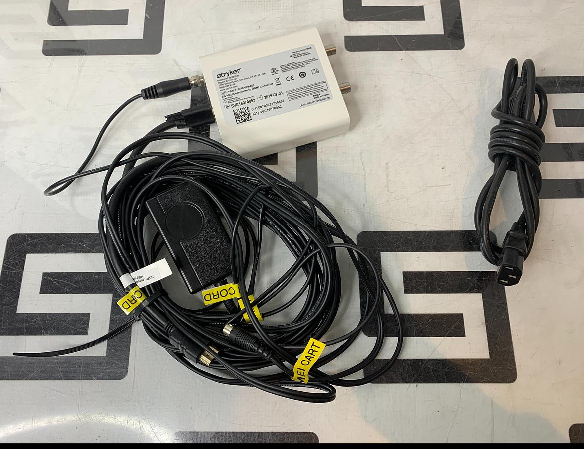 Used Stryker 0240-099-250 S-Video/Composite to HDMI Converter w/ Power Supply & Cables