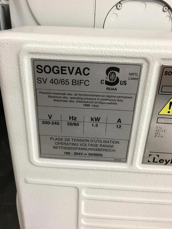 Used Leybold Sogevac SV40BI Rotary Vane Vacuum Pump SV 40/65 BIFC