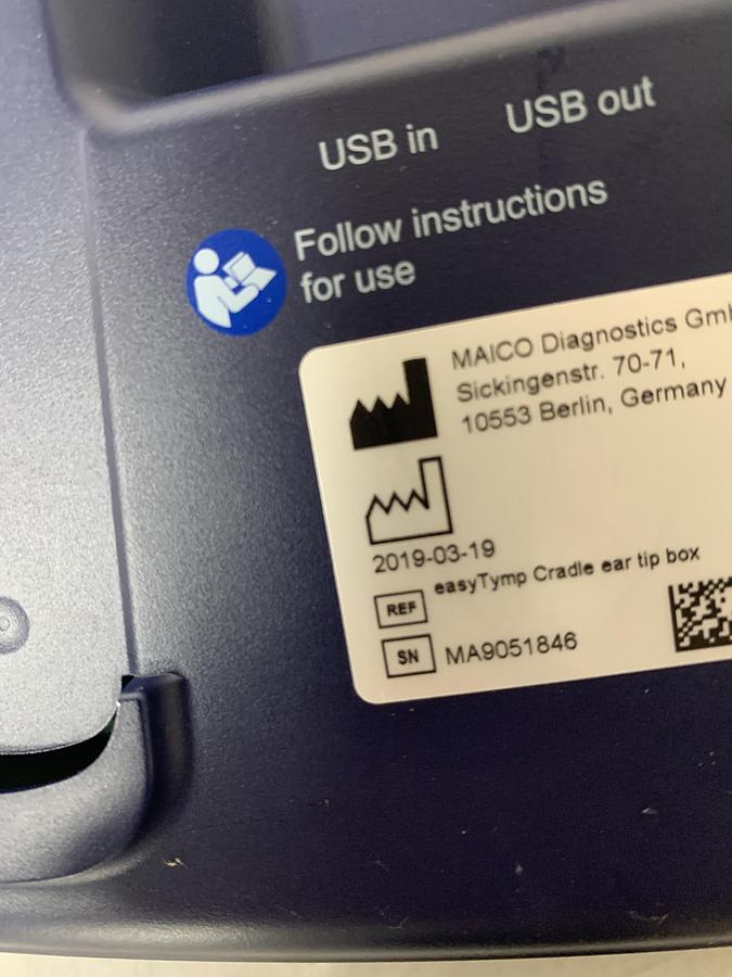 Used Maico EasyTymp Handheld Tympanometer Base Battery Type 2 Impedance Meter 8502080