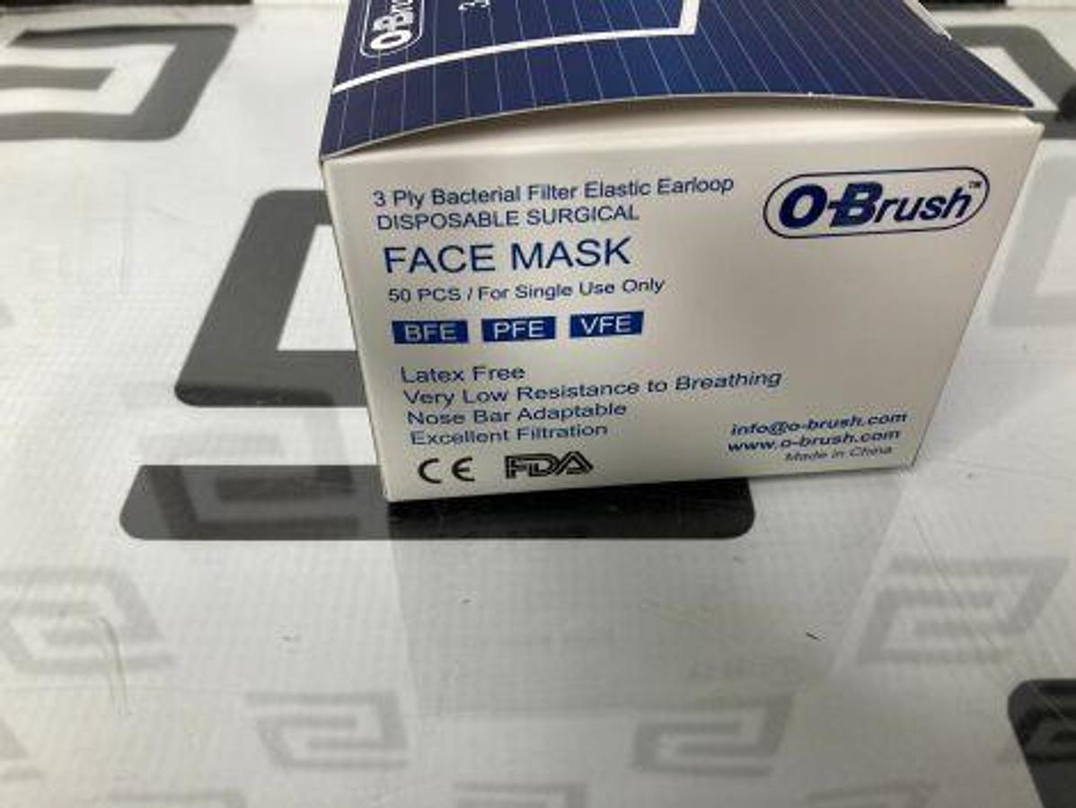 Used OBRUSH 3 Ply ASTM level 1 Ear Loop Disposable Surgical Mask Case of 2000 masks