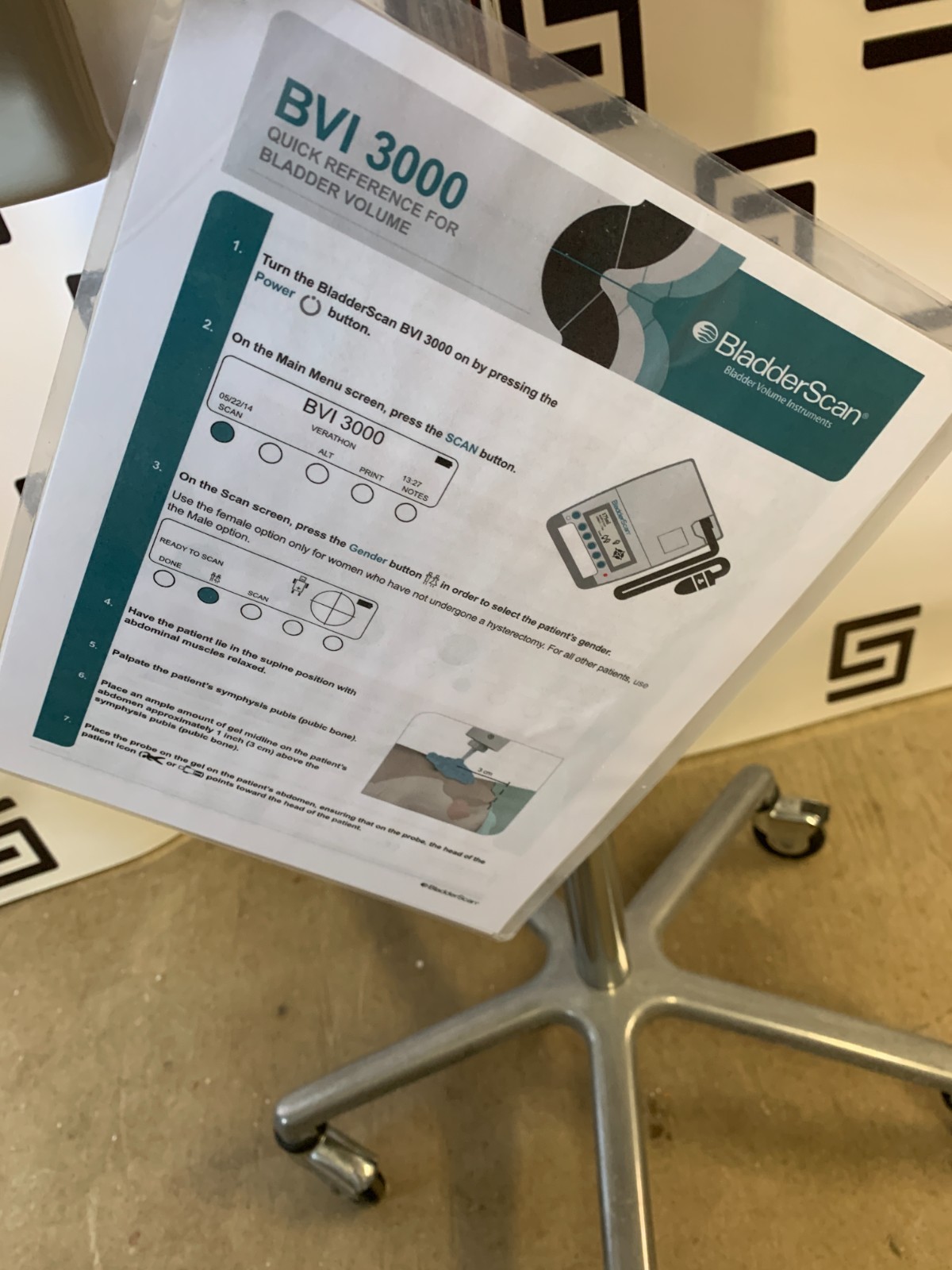 Used Verathon Bladderscan BVI 3000 Mobile Trolley Rolling Cart Stand ROLLS WELL