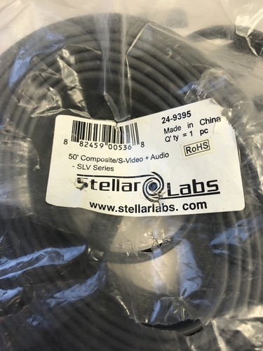 Stellar Labs 24-9395 50' Composite S-Video + Audio SLV Series Cable 50ft.