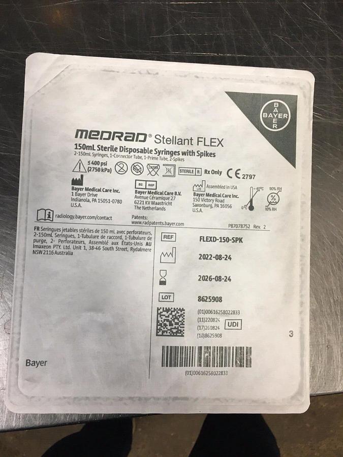 Used Bayer Medrad Stellant FLEX FLEXD-150-SPK 150mL Spike Sterile for EmpowerCTA