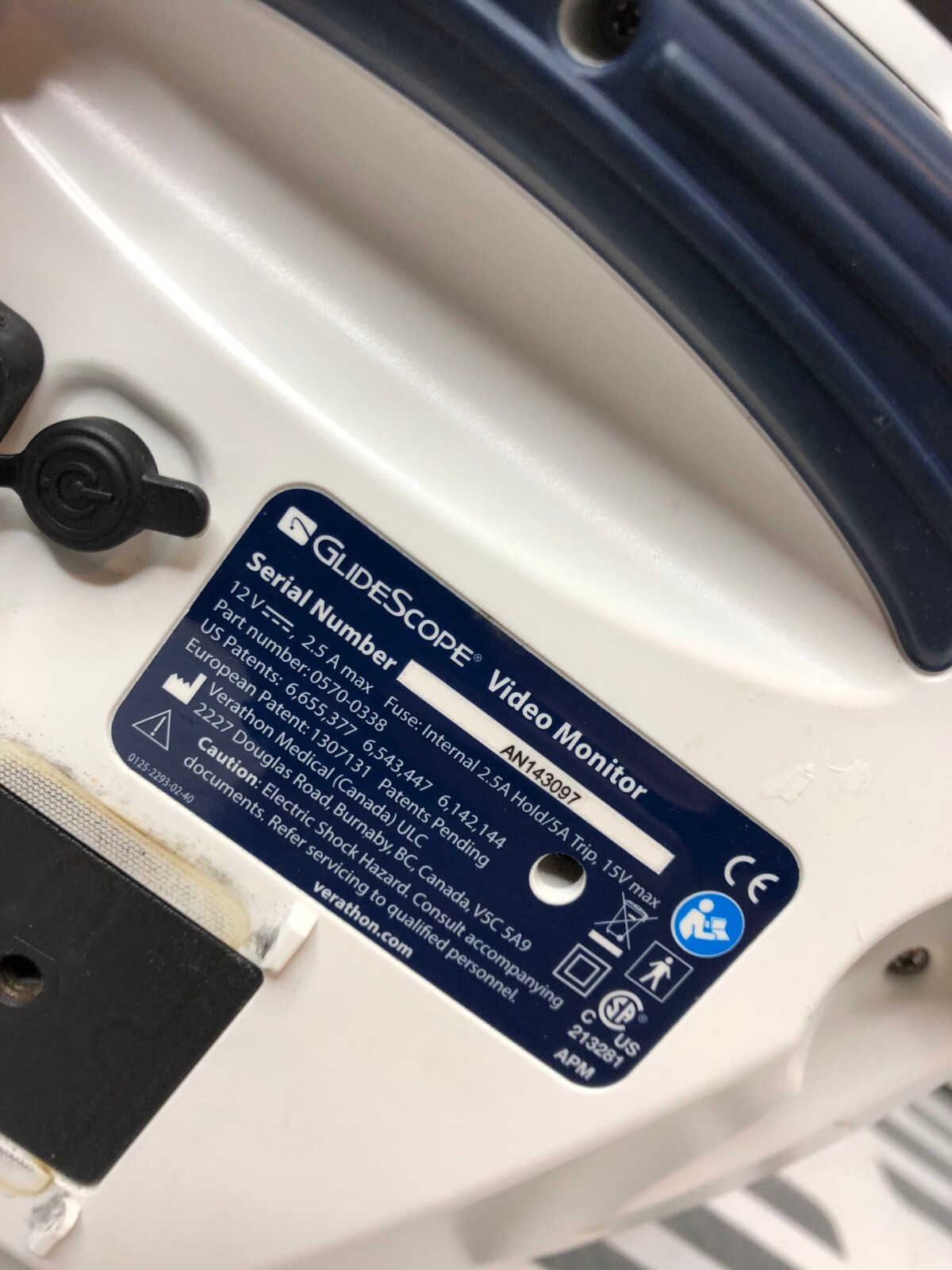 Used Verathon GlideScope AVL 0570-0338 Monitor Video Laryngoscope