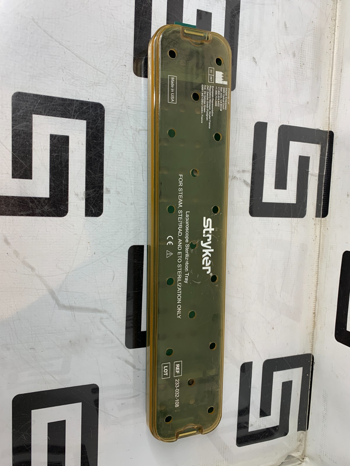 Used Stryker 233-032-108 Laparoscope Sterilization Tray 0233032108 17.5 X 3.25 X 2" B