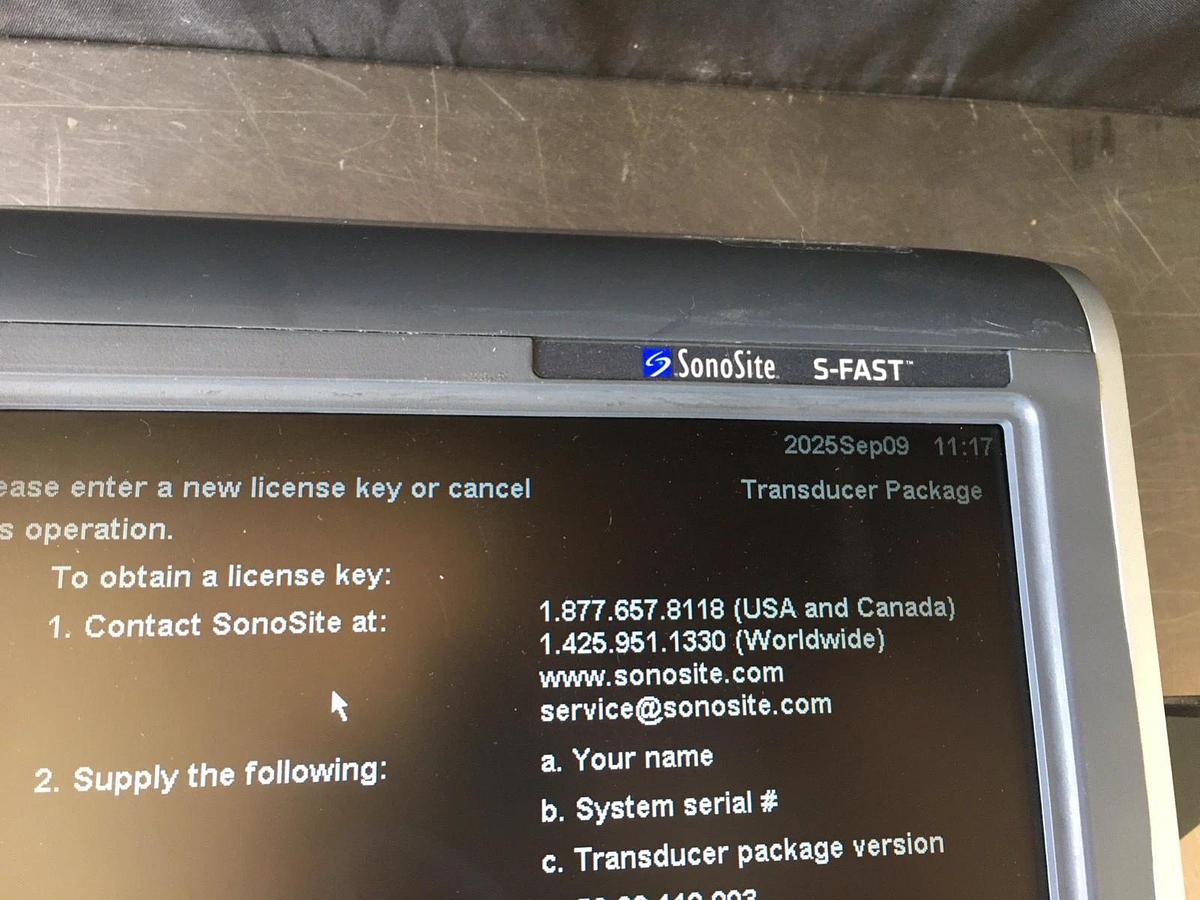 Used SonoSite S-Fast Ultrasound System P07578 P09417-91