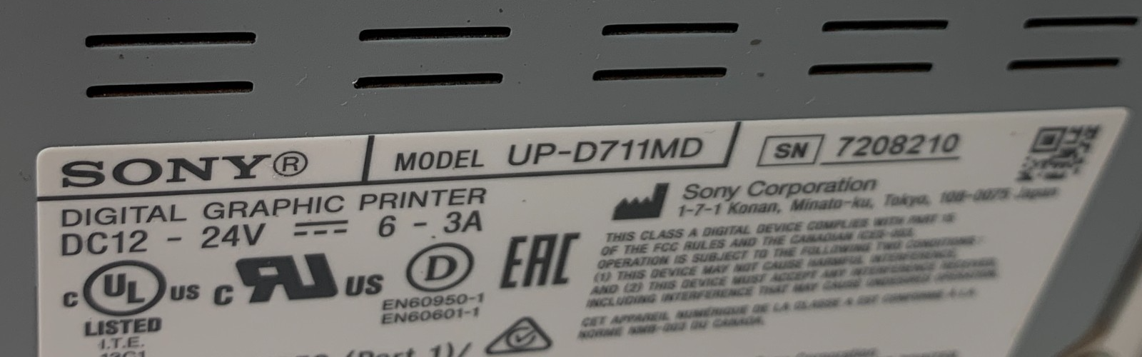 Used Sony UP-D711MD Thermal Digital Printer Graphic Barcode FOR ACUSON NX3 ELITE