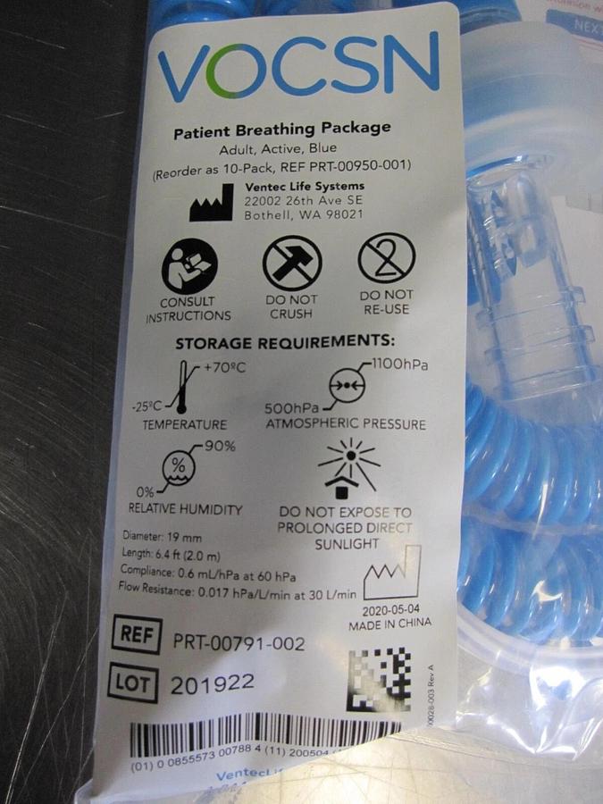 Used PRT-01219-000 VOCSN PATIENT BREATHING PACKAGE- 7-PACK OF PRT-00791-002 - NEW
