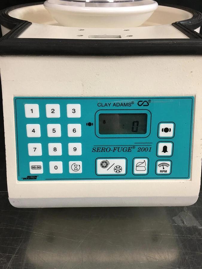 Used Clay Adams Sero-Fuge 2001 Centrifuge Benchtop w/ Rotor & Manual 420351