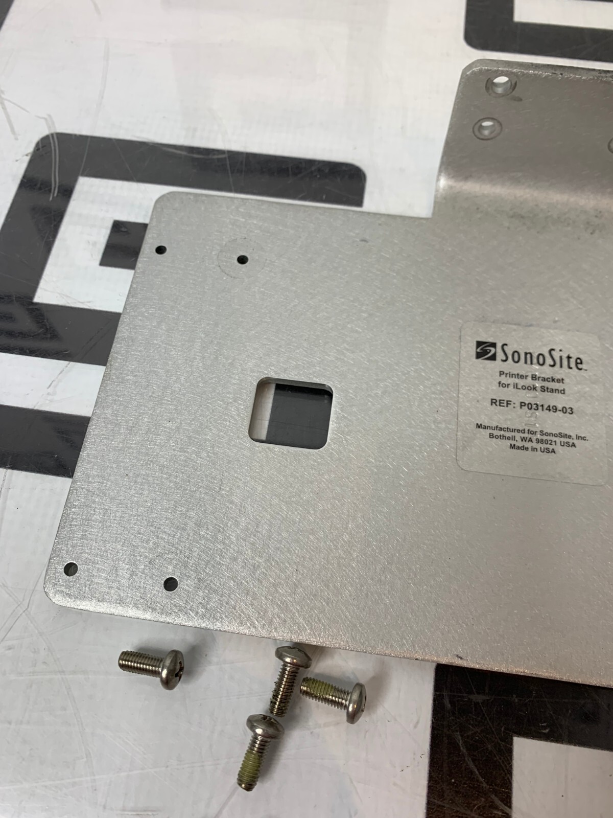 Used SonoSite Printer Bracket Plate Mount & Hardware for iLOOK Ultrasound P03149-03