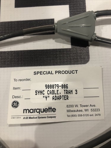 Used GE Marquette 900079-006D Sync Cable Tram3 Y Adapter