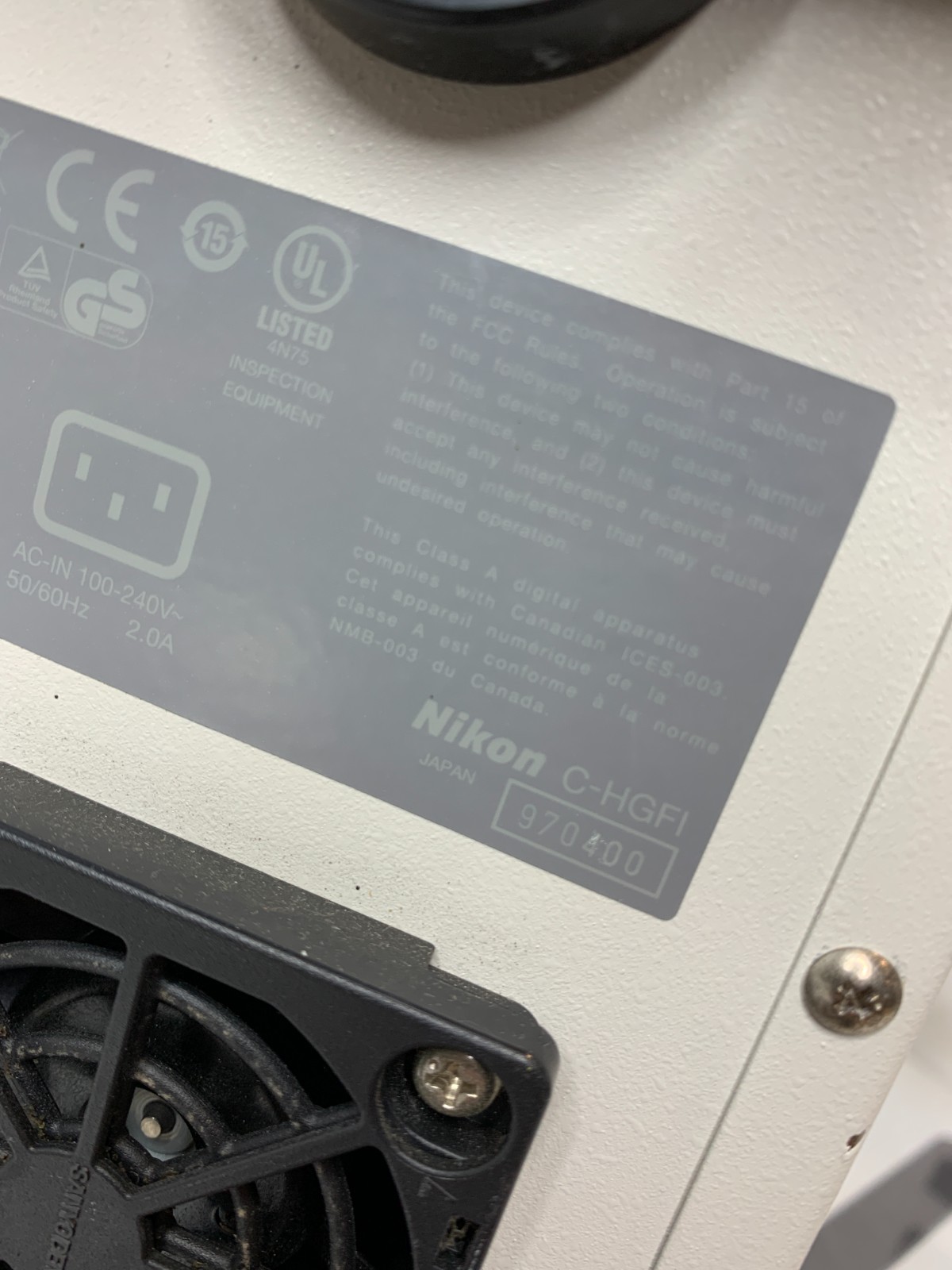 Used Nikon C-HGFI Intensilight Fiber Optic Illuminator NO BULB LAMP