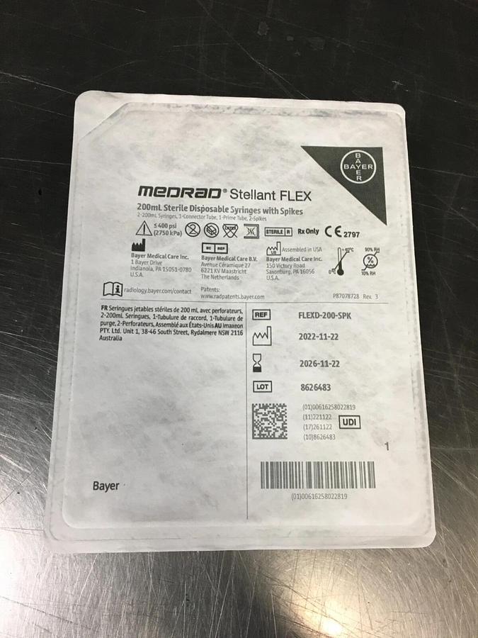 Used Bayer Medrad Stellant FLEX FLEXD-200-SPK 200 mL Spike Sterile for EmpowerCTA