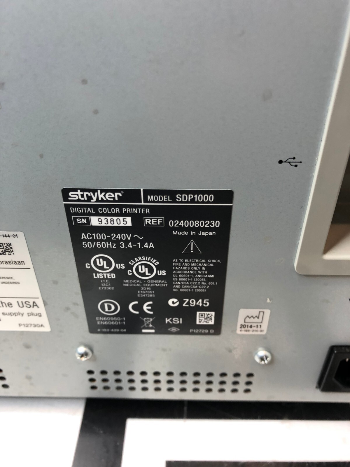 Used Stryker Endoscopy SDP1000 Medical Digital Color Printer Unit 240-080-230 PARTS