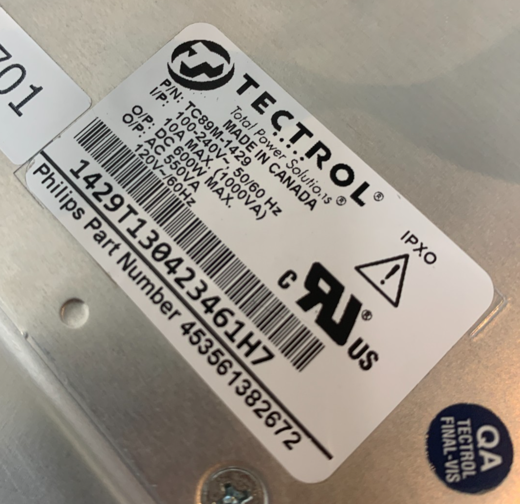 Used Philips HD11 HD11XE Power Supply TECTROL TC89M-1429 600W 453561382672 ECR-25701