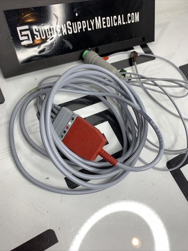 Used Datascope 0012-00-1271-02 ECG Trunk Cable & 5 Lead ECG Snap Cable