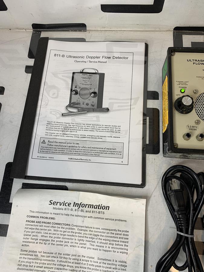 Used PARKS 811-B Doppler Flow Detector Model 9.3MHz Probe Ultrasonic 811B NEW BATTERY