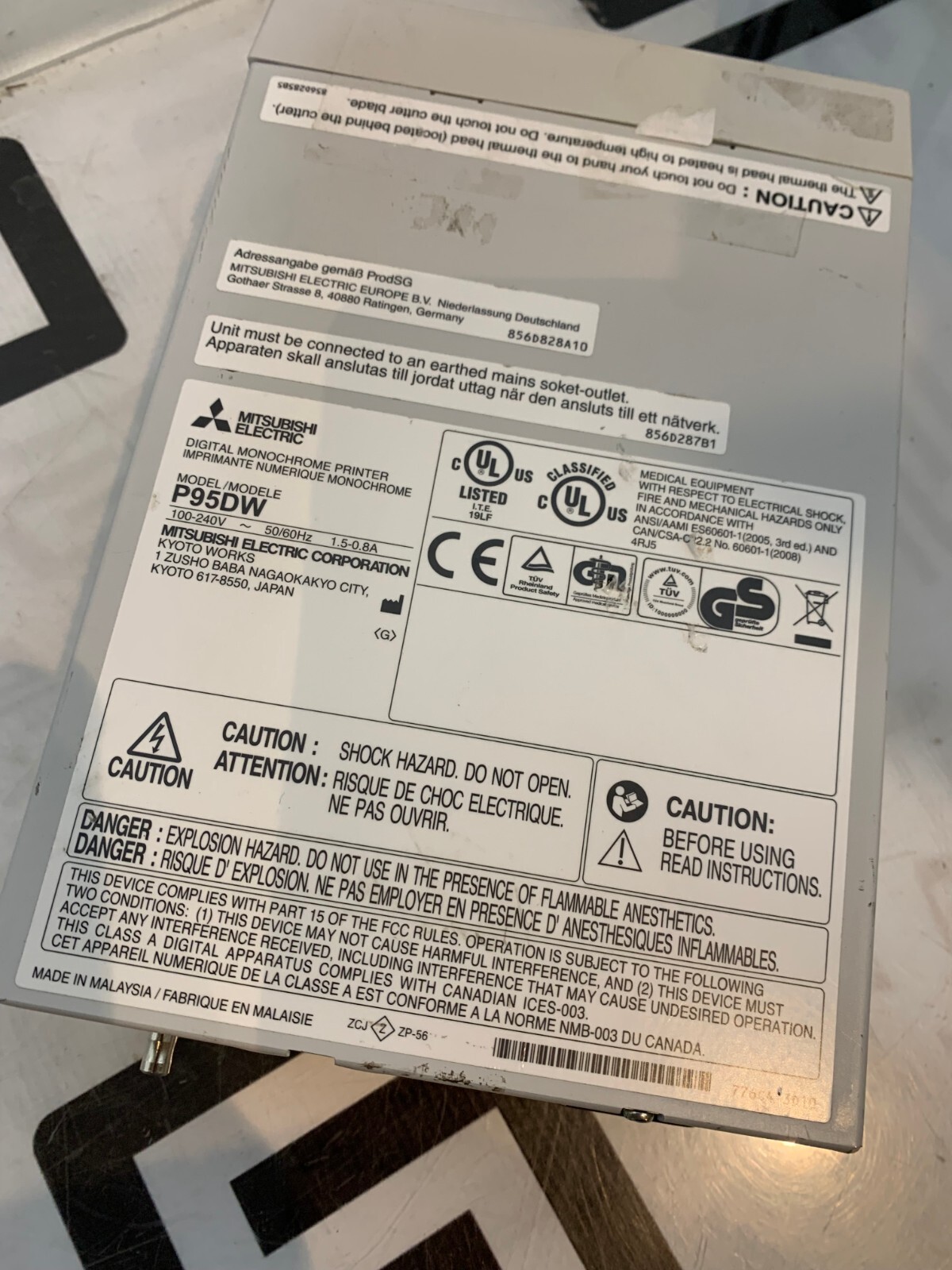 Used Mitsubishi P93W Digital Thermal Printer P93 Video Copy Processor Monochrome B&W