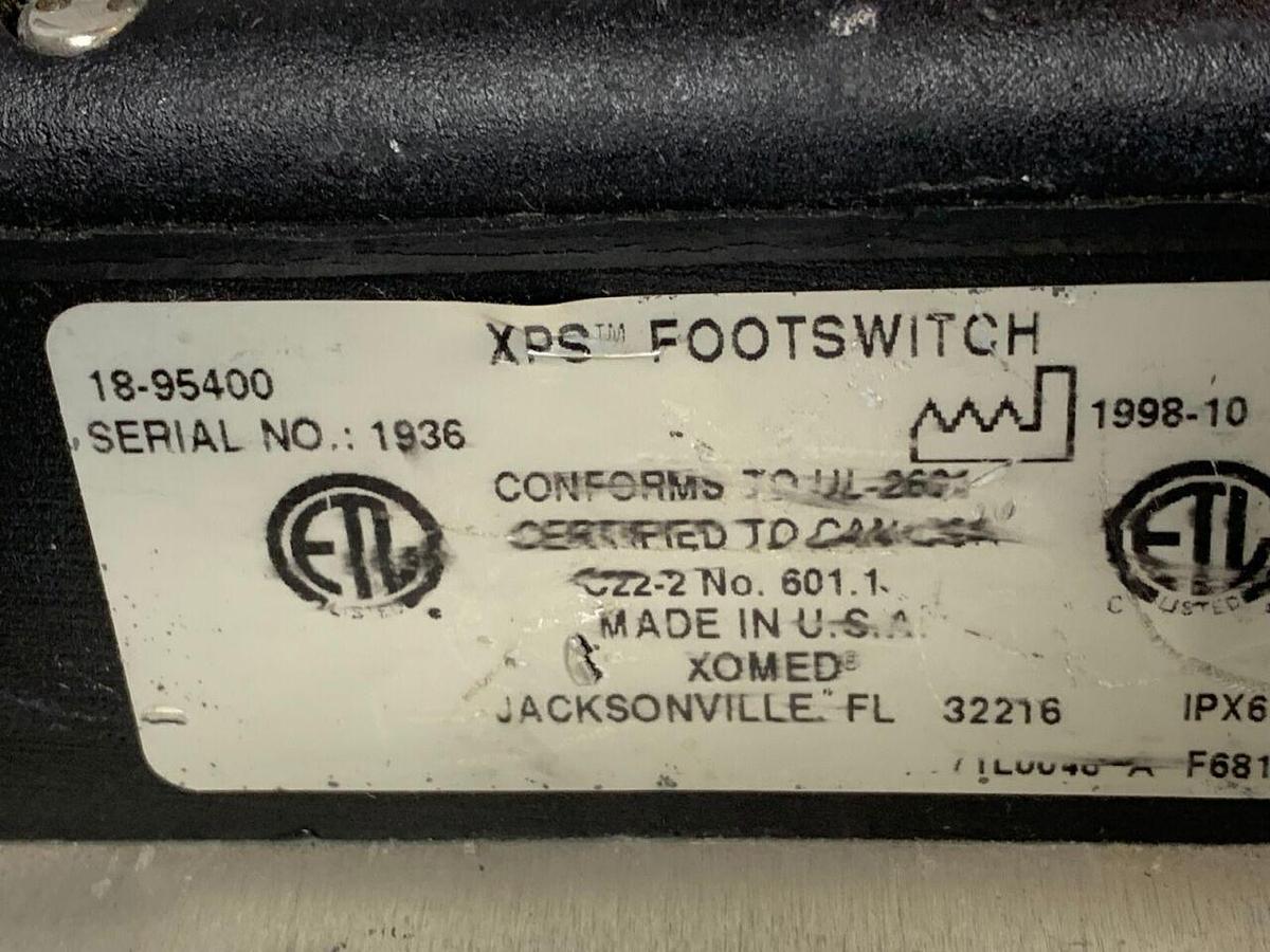 Used XOMED Medtronic 195400 XPS Footswitch Double Multifunction Foot Switch Pedal