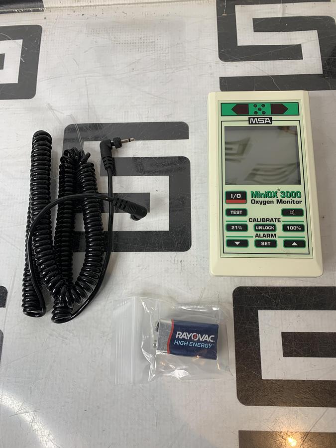Used MSA MiniOX 3000 Oxygen Monitor W/ Cable NEW BATTERY P/N 710817 Ohio