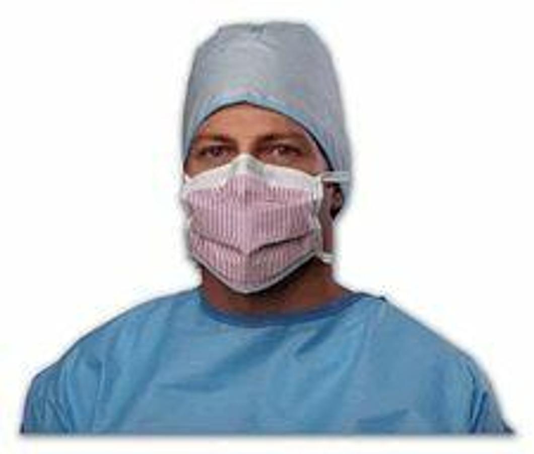 Used MEDLINE (Box of 500) NON27712 Surgical 3 Ply Face Masks w/ Ties Max X Fluid Resistant Protection Cellulose Anti-Fog Fog Free Pattern IIR