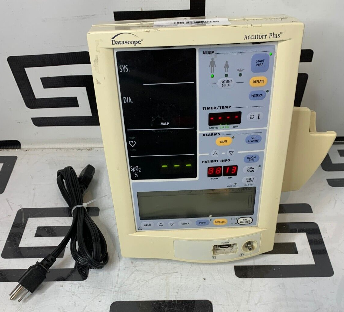 Used Mindray Datascope Accutorr Plus Patient Bedside Vitals Monitor NIBP SPO2 Battery