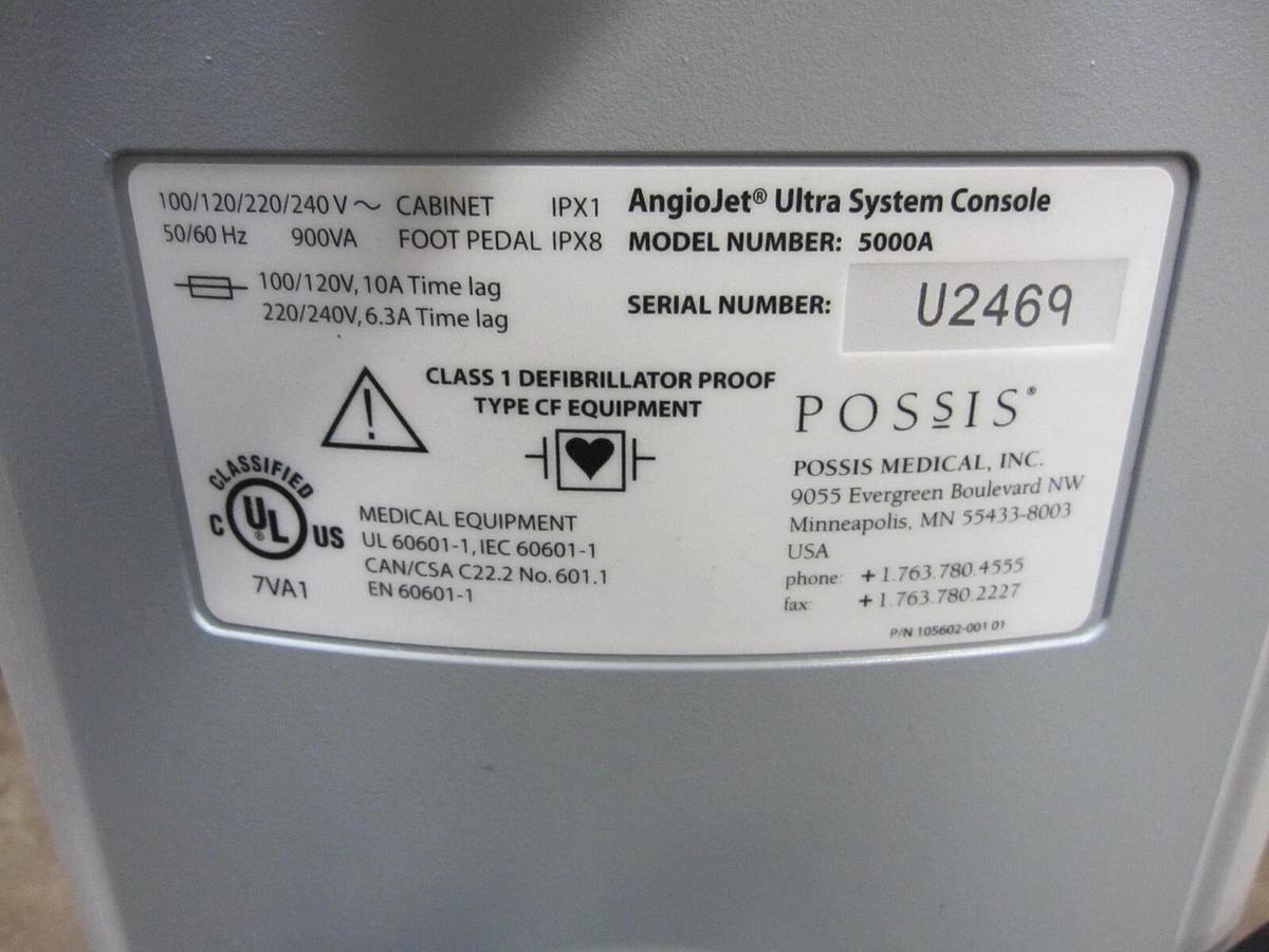 Used Possis AngioJet Ultra 5000A System Console With Foot Pedal