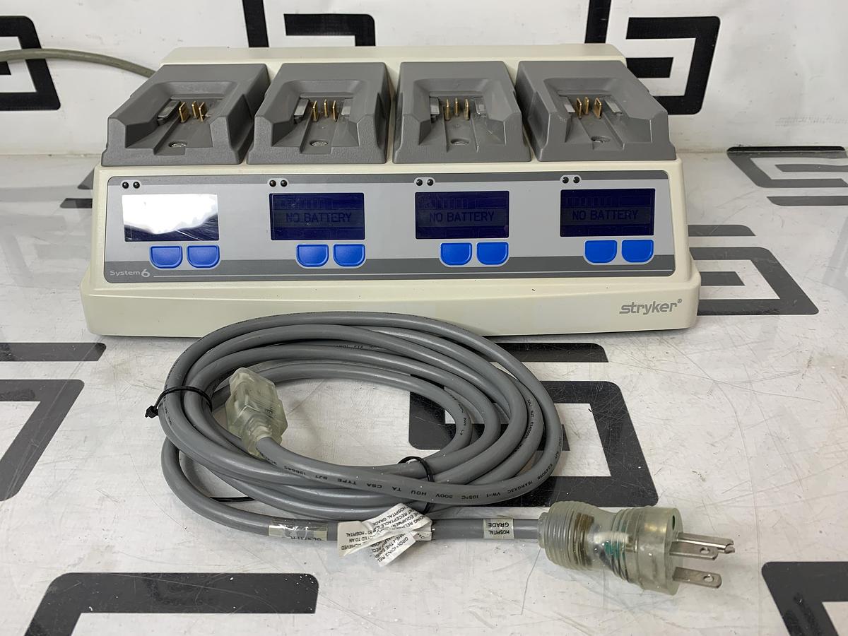 Used Stryker 6110-120 System 6 Battery Charger W/ 4 Charging Bays TESTED WARRANTY
