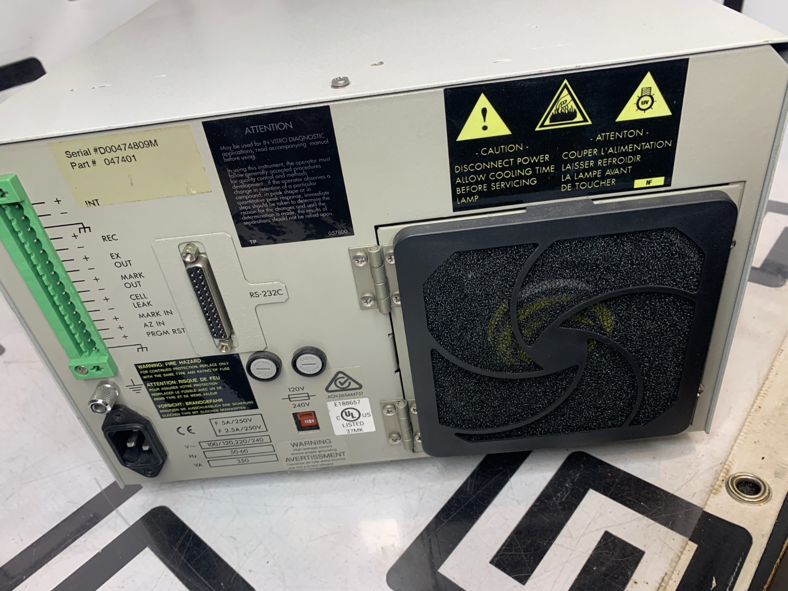 Used Waters 474 Scanning Fluorescence Lab Detector HPLC Chromatography 1.9 Lamp Hours