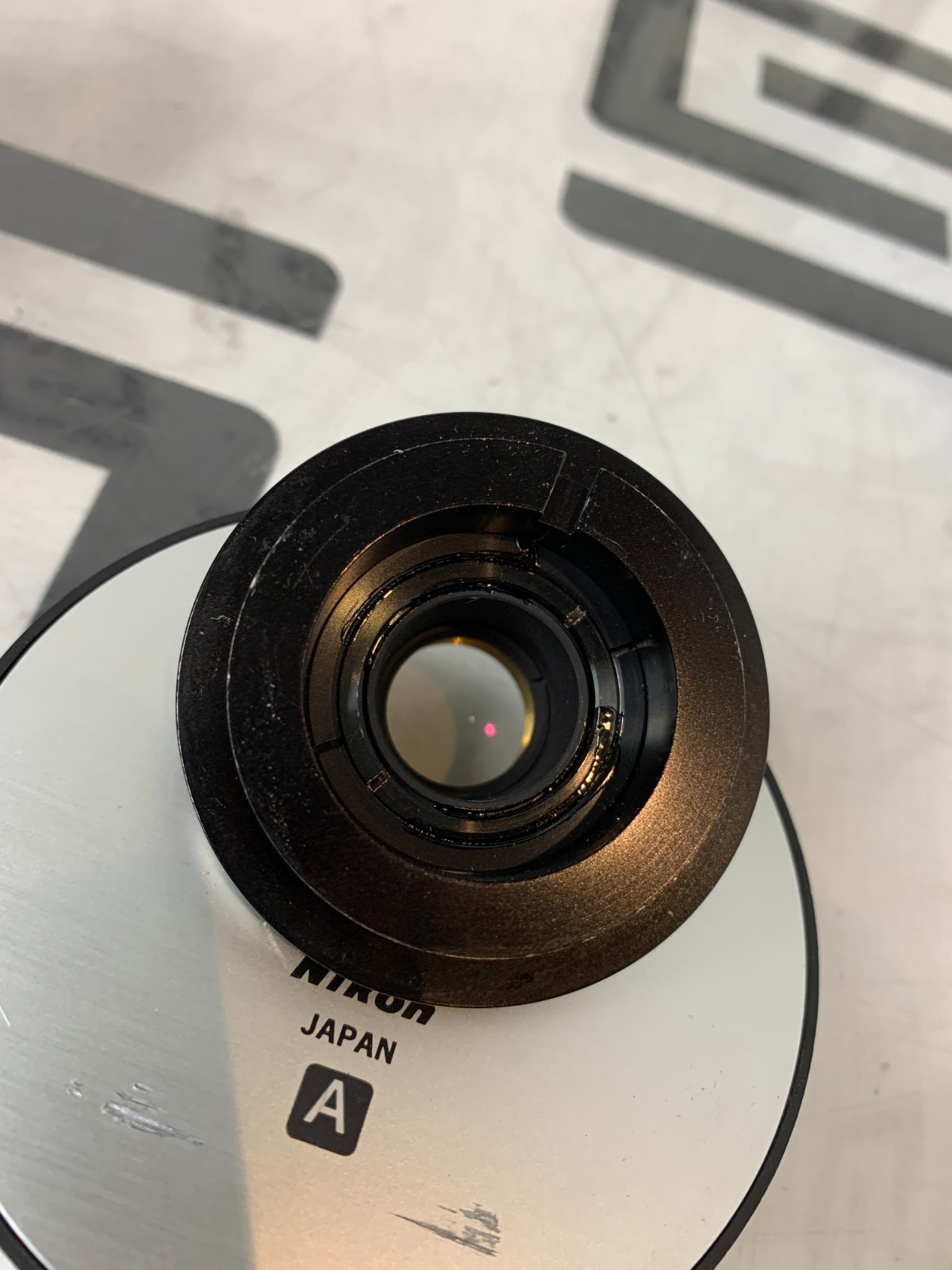 Used Nikon Diaphot Inverted Microscope Turret 5 Place Nosepiece Objective Nosecone