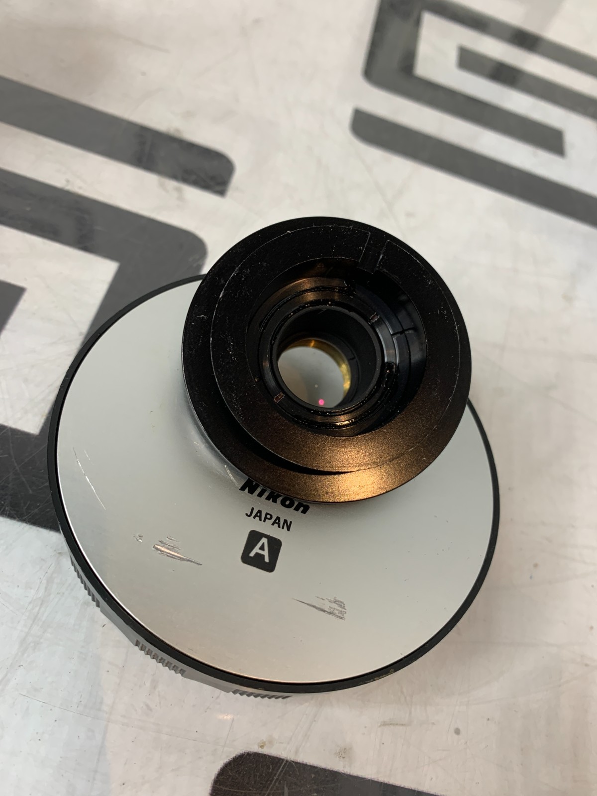 Used Nikon Diaphot Inverted Microscope Turret 5 Place Nosepiece Objective Nosecone