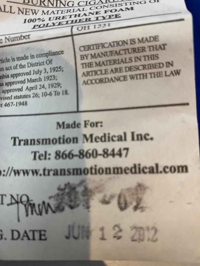 Used TransMotion TMM3B TMM016-01 Chair Cushion Multi-Purpose TMM3 Fluoro Stretcher