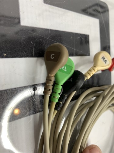 Used OEM Mindray 0012-00-1255-01 & 5 Leadwire Set Lead Snap ECG EKG Trunk 3  Cable